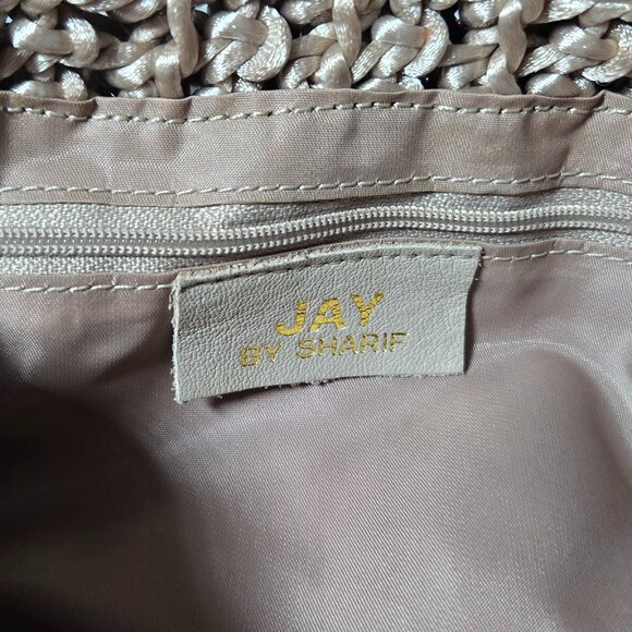 Vintage Jay by Sharif Woven Crochet Drawstring Shoulder Bag Beige Boho - Picture 4 of 7